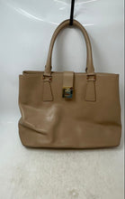 Load image into Gallery viewer, JackyCeline Womens Beige Leather Double Handle Inner Pockets Lined Tote Bag