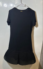 Load image into Gallery viewer, Michael Kors Womens Black Short Sleeve Crew Neck Pleated Hem Shift Dress Size S