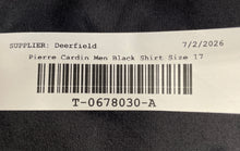 Load image into Gallery viewer, Pierre Cardin Mens Black Spread Collar Short Sleeve Button-Up Shirt Size 17