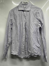 Load image into Gallery viewer, Calvin Klein Mens White Blue Geometric Slim Fit Dress Shirt Size M 15 32/33