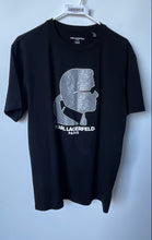 Load image into Gallery viewer, Karl Lagerfeld Mens Black Silver Graphic Print Crew Neck Pullover T-Shirt Size L