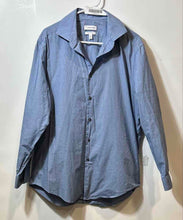 Load image into Gallery viewer, Calvin Klein Mens Blue Long Sleeve Slim Fit Stretch Button Front Dress Shirt L
