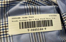 Load image into Gallery viewer, Brooks Brothers Mens Blue Plaid Non-Iron Stretch Slim Fit Dress Shirt Size 15.5