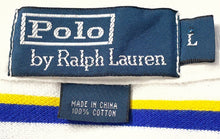 Load image into Gallery viewer, Polo By Ralph Lauren Mens White Blue Yellow Striped Short Sleeve Polo Shirt Sz L