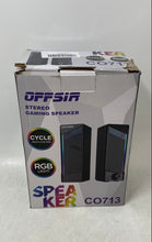 Load image into Gallery viewer, OFFSIR CO713 Black RGB Light Wired Stereo Compact Gaming Speaker