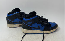 Load image into Gallery viewer, Nike Kids Jordan 1 Mid Black Blue Round Toe Lace-Up Sneaker Shoes Size 7Y