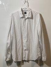 Load image into Gallery viewer, Hugo Boss Mens White Black Slim Fit Long Sleeve Collared Button-Up Shirt Size L