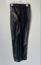 Load image into Gallery viewer, Fashion Nova Womens Black Faux Leather Straight Leg Trouser Pants Size Small