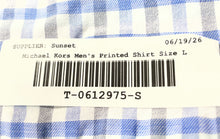 Load image into Gallery viewer, Michael Kors Mens Blue White Plaid Print Cotton Slim Fit Dress Shirt Size L