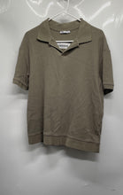 Load image into Gallery viewer, Zara Mens Green Short Sleeve Ribbed Collared Golf Polo Shirt Size Medium