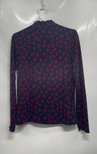 Load image into Gallery viewer, Loft Womens Black Fuchsia Animal Print Long Sleeve Mock Neck Blouse Top Size M