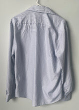 Load image into Gallery viewer, Calabrum Mens White Blue Geometric Long Sleeve Modern Fit Dress Shirt Size M