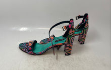 Load image into Gallery viewer, Nine West Womens Multicolor Floral Block Ankle Strap Heels Size 8M