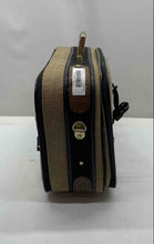 Load image into Gallery viewer, Vintage Oscar De La Renta Tan Black Tweed Extra Compartments Suitcase Luggage