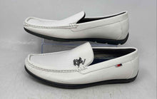 Load image into Gallery viewer, Beverly Hills Polo Club Mens White Leather Slip-On Driving Loafer Shoes Size 9