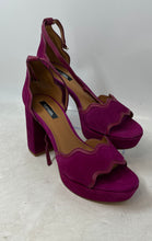 Load image into Gallery viewer, Kensie Womens Fuchsia Leather Ankle Strap Block Platform Heels Size 9M