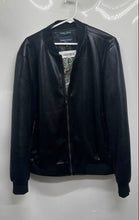 Load image into Gallery viewer, Paisley & Gray Mens Black Snake Embossed Faux Leather Slim Fit Bomber Jacket M