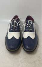 Load image into Gallery viewer, Enzo Romeo Mens Navy Blue White Leather Lace-Up Oxford Dress Shoes Size 11