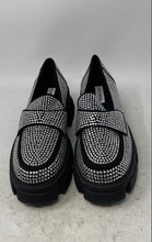 Load image into Gallery viewer, Steve Madden Womens Trifecta Black Silver Rhinestone Loafer Shoes Size 11