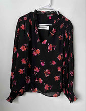 Load image into Gallery viewer, Vince Camuto Womens Black Floral Long Sleeve Pullover Blouse Top Size Large