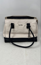 Load image into Gallery viewer, Calvin Klein Womens Black White Double Handle Inner Pockets Shoulder Bag