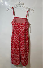 Load image into Gallery viewer, Zara Womens Red White Printed Side Slit Spaghetti Strap Midi Sheath Dress Size S