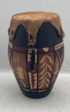 Load image into Gallery viewer, Carved Wooden African Tribal Drum Maputo Souvenir Fur Hide Top With Handle