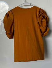 Load image into Gallery viewer, Express Womens Brown Cotton Ruched Short Sleeve Pullover Blouse Top Size Small