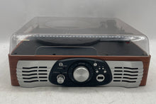 Load image into Gallery viewer, 1 By One Brown Black Portable 3 Speed Stereo Turntable Not Tested