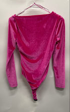Load image into Gallery viewer, Zara Womens Pink Draped Ruching Long Sleeve One-Piece Bodysuit Size Small