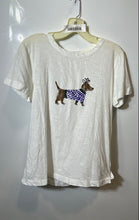 Load image into Gallery viewer, Loft Womens White Dachshund Graphic Print Cotton Short Sleeve T-Shirt Size M