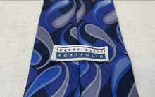 Load image into Gallery viewer, Perry Ellis Mens Blue Paisley Print Adjustable Track Bar Designer Tie