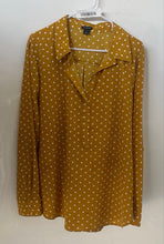 Load image into Gallery viewer, Ann Taylor Womens Mustard Yellow Dotted Print Long Sleeve Blouse Top Size XL