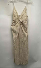 Load image into Gallery viewer, Zara Womens Beige Sleeveless V-Neck Spaghetti Strap Front Slit A-Line Dress Sz M