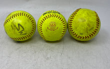 Load image into Gallery viewer, Lot Of 3 Pieces Rawlings Yellow Leather Fastpitch Practice Softball Balls