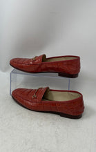 Load image into Gallery viewer, Sam Edelman Womens Orange Croc Embossed Horsebit Slip-On Loafer Shoes Size 8M