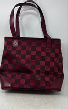 Load image into Gallery viewer, Pierre Cardin Womens Red Checkered Back Zip Pocket Double Handle Shoulder Bag