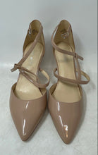 Load image into Gallery viewer, Nine West Womens Beige Patent Faux Leather High Ankle Strap Pump Heels Size 8.5M