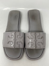 Load image into Gallery viewer, Authentic Tory Burch Womens Gray Slide Sandals Size 7M Worn Dirty Damaged