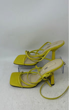 Load image into Gallery viewer, Zara Womens Yellow Leather Buckle Open Toe Block Strappy Heels Size EUR 37