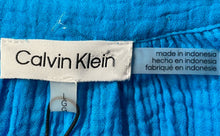 Load image into Gallery viewer, Calvin Klein Womens Blue Textured Cotton Short Flutter Sleeve Blouse Top Size L