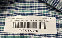 Load image into Gallery viewer, Brooks Brothers Mens White Blue Green Plaid Non-Iron Button-Up Shirt Size M