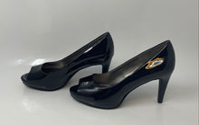Load image into Gallery viewer, Bandolino Womens Rainaa Black Leather Open Toe Slip-On Pump Heels Size 7.5 M