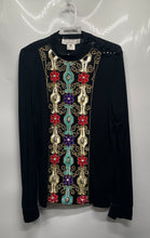 Load image into Gallery viewer, Helen Anderson Womens Black Long Sleeve Mock Neck Sequin Blouse Top Size 14