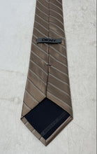 Load image into Gallery viewer, DKNY Mens Brown Striped Print Silk Keeper Loop Adjustable Pointed Tie