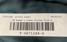 Load image into Gallery viewer, H&M Womens Green Collared Long Sleeve Button-Up Shirt Size 4