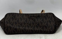Load image into Gallery viewer, Michael Kors Womens Brown Signature Print Charm Inner Pocket Tote Handbag
