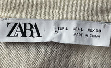 Load image into Gallery viewer, Zara Womens Beige Black Striped Long Sleeve Round Neck Pullover Sweater Size L