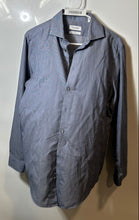 Load image into Gallery viewer, Calvin Klein Mens Blue Long Sleeve Collared Slim Fit Non-Iron Dress Shirt 15.5