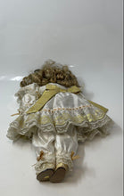 Load image into Gallery viewer, William Tung Christmas Collector Porcelain Doll With White And Gold Dress